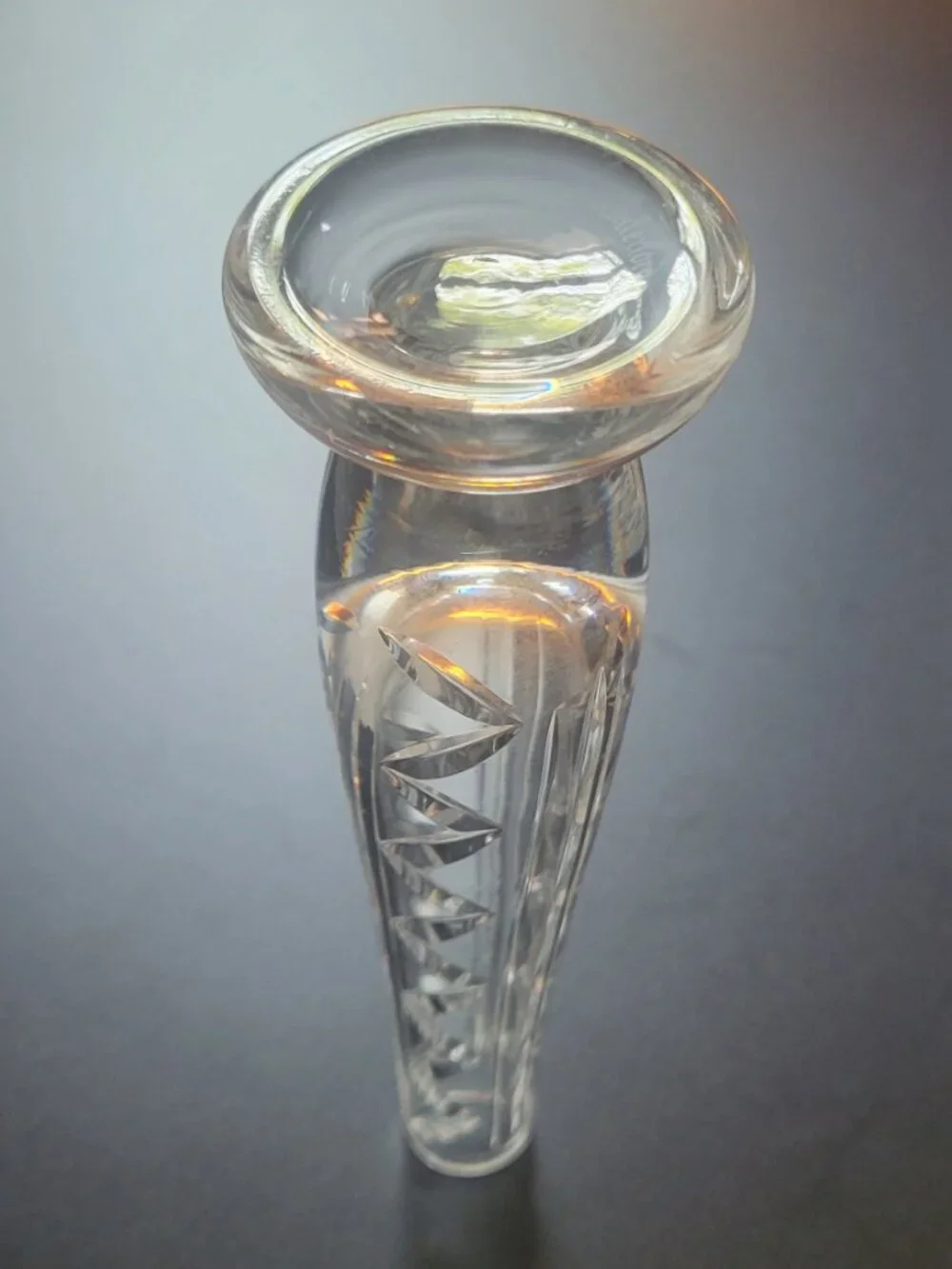 Waterford Crystal 7” Tall  Footed Bud Vase ZigZag Leaf Cuts Vntg ☘️  Ireland EUC